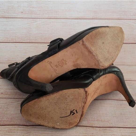 Geren Ford Edie Leather Buckle Strap Side Zipper Platform Stiletto Booties Ankle - Picture 8 of 13